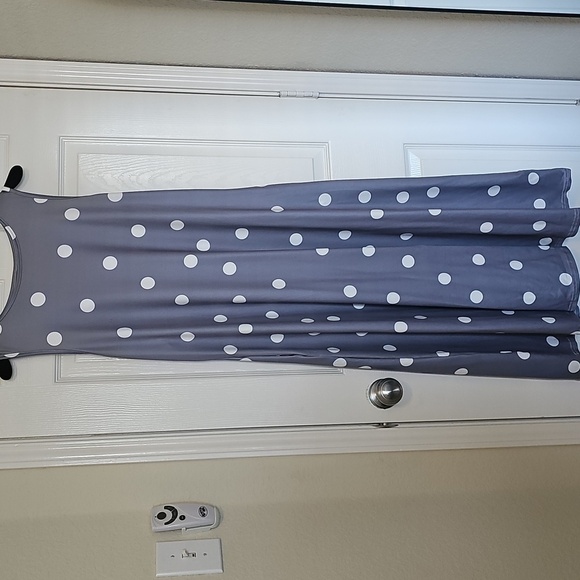 NWT The Tulips Sleeveless Long Peplum Pocketed Gray Polka Dot Dress XXL - Picture 4 of 10
